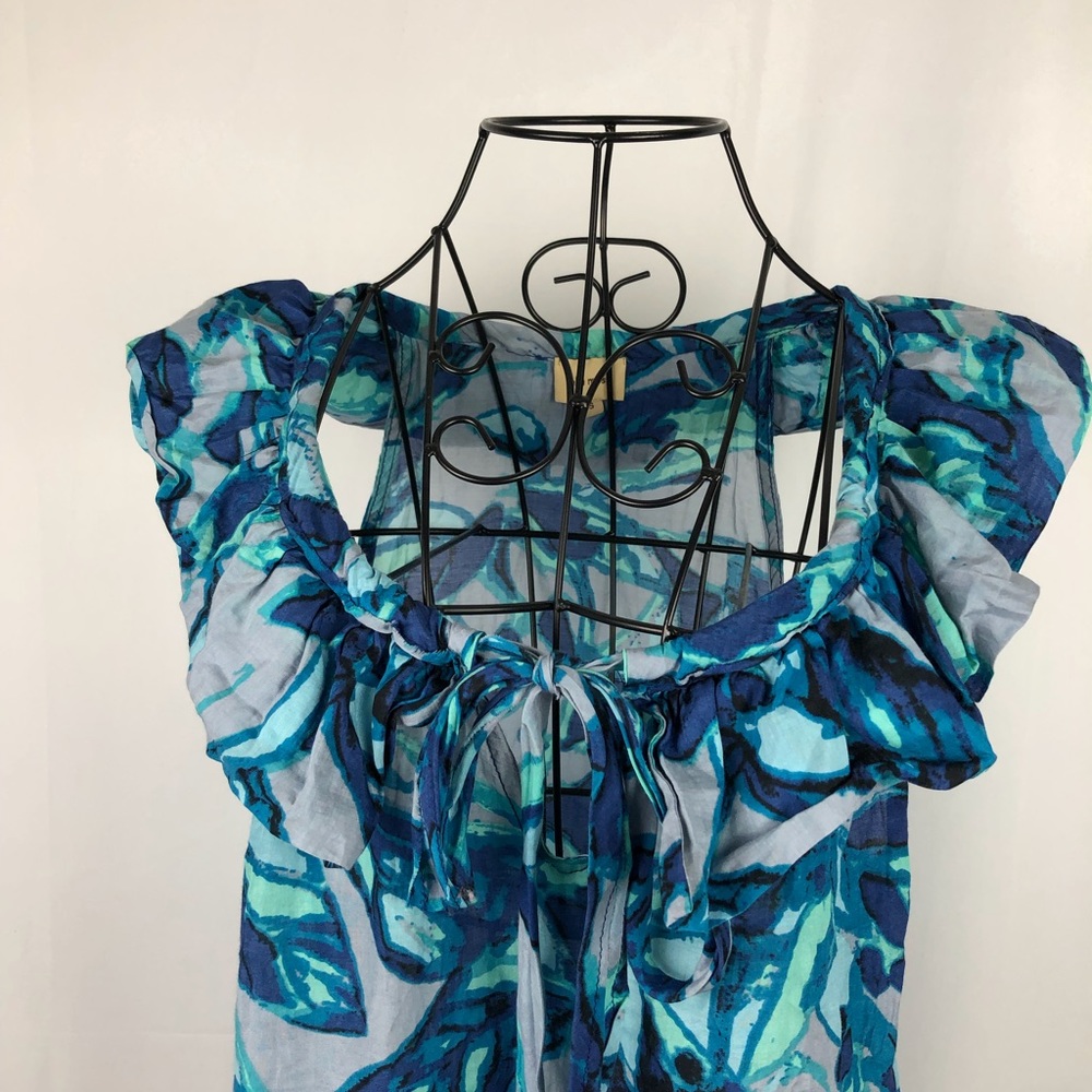 Ella Moss cotton/silk ruffle neck sleeveless top S - Picture 2 of 6